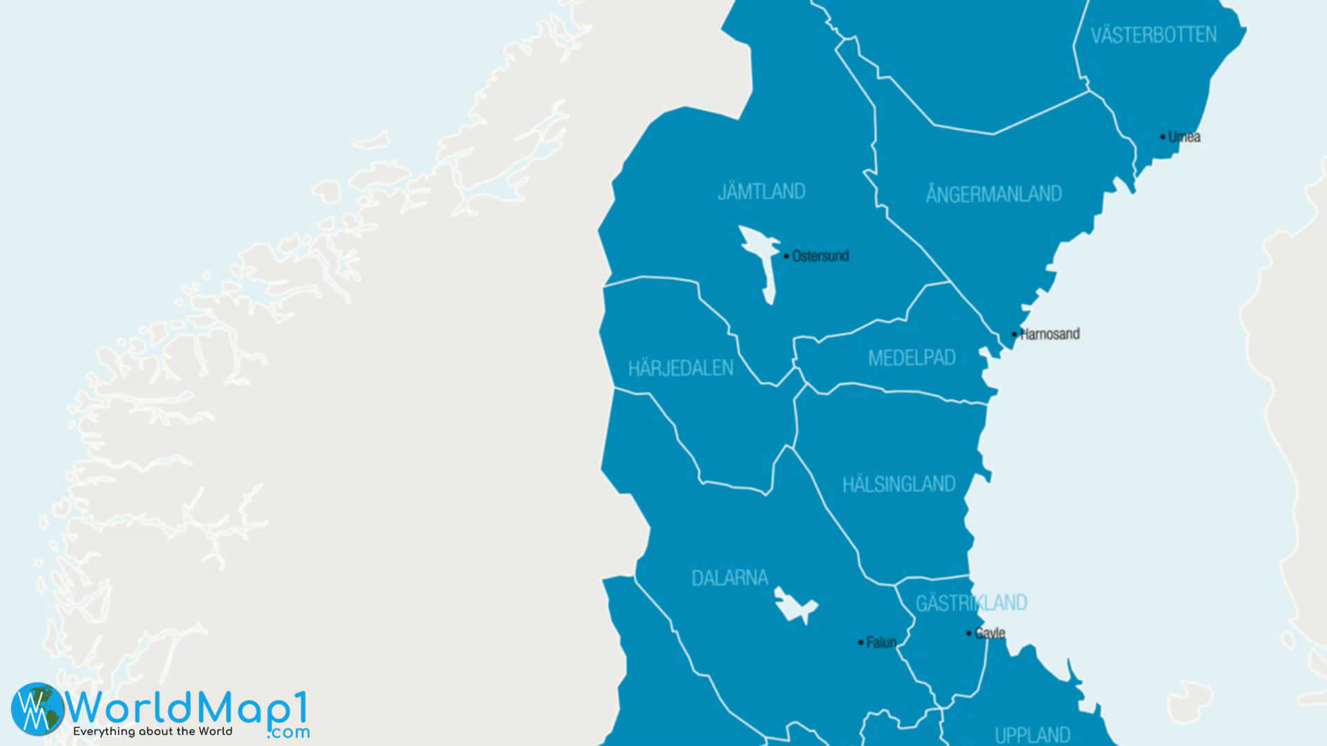 Northern Cities of Sweden Map